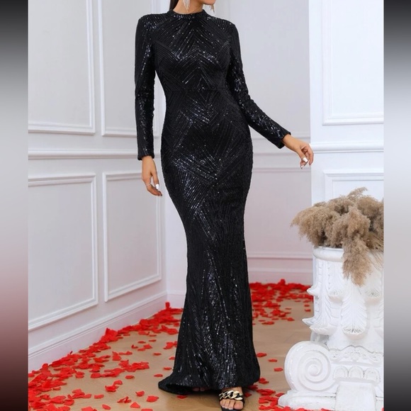 Luxe mermaid hem party wedding sequins dress - Picture 6 of 6